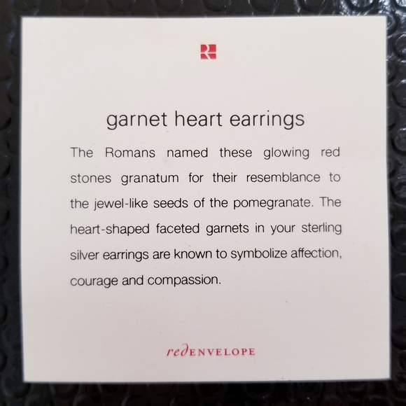 RedEnvelope Sterling & 1.80 ct tw Garnet Drop Heart Earrings - Picture 3 of 7